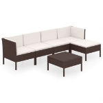 Set Divani da Giardino 6 pz con Cuscini in Polyrattan Marrone