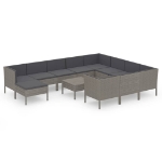 Set Divani da Giardino 12 pz con Cuscini in Polyrattan Grigio