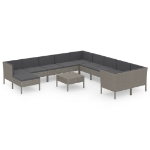 Set Divani da Giardino 12 pz con Cuscini in Polyrattan Grigio