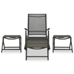 Set Divani da Giardino 3 pz in Textilene e Alluminio Nero