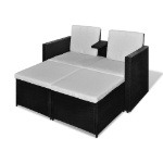 Set Divani da Giardino 4 pz con Cuscini in Polyrattan Nero