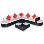 Set Divani da Giardino 8 pz con Cuscini in Polyrattan Nero