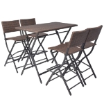 Set da Giardino 5 pz Pieghevole in Acciaio e Polyrattan Marrone