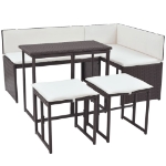 Set da Giardino 5 pz Pieghevole in Acciaio e Polyrattan Marrone