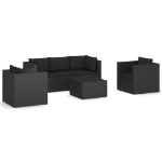 Set Divani da Giardino 4 pz con Cuscini in Polyrattan Nero