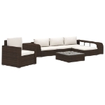 Set Divani da Giardino 8 pz con Cuscini in Polyrattan Marrone