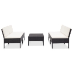 Set Divani da Giardino 5 pz con Cuscini in Polyrattan Nero