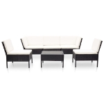 Set Divani da Giardino 6 pz con Cuscini in Polyrattan Nero