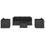 Set Divani da Giardino 4 pz con Cuscini in Polyrattan Nero