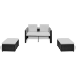 Set Divani da Giardino 4 pz con Cuscini in Polyrattan Nero