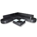 Set Divani da Giardino 8 pz con Cuscini in Polyrattan Nero