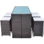 Set da Bar da Giardino 7 pz con Cuscini in Polyrattan Marrone