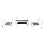 Set Divani da Giardino 4 pz con Cuscini in Acciaio Bianco