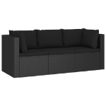 Set Divani da Giardino 4 pz con Cuscini in Polyrattan Nero