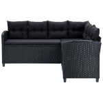 Set Divani da Giardino 6 pz con Cuscini in Polyrattan Nero