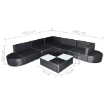 Set Divani da Giardino 8 pz con Cuscini in Polyrattan Nero