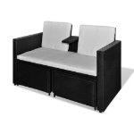 Set Divani da Giardino 4 pz con Cuscini in Polyrattan Nero