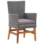 Set Pranzo da Giardino 7 pz Polyrattan e Legno Acacia Grigio