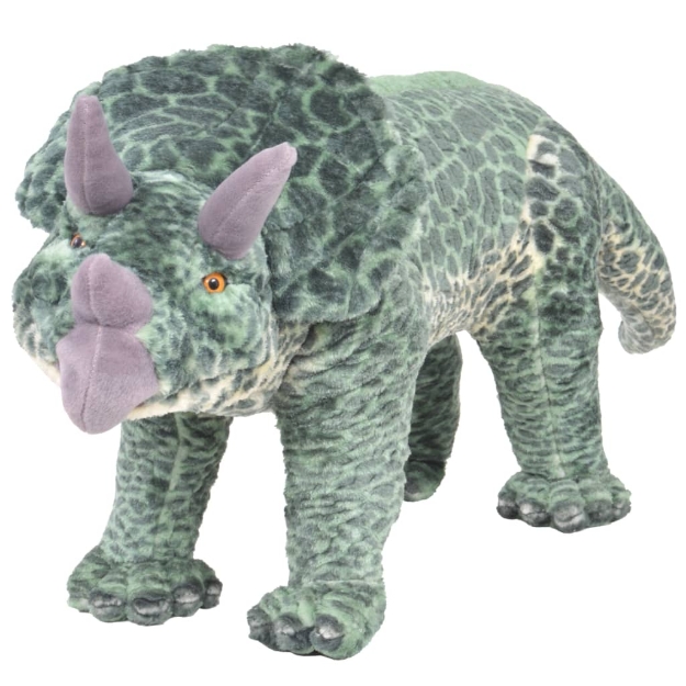 Dinosauro Triceratopo di Peluche Giocattolo Verde XXL