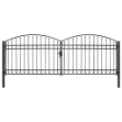 Cancello a Doppia Anta ad Arco in Acciaio 400x125 cm Nero