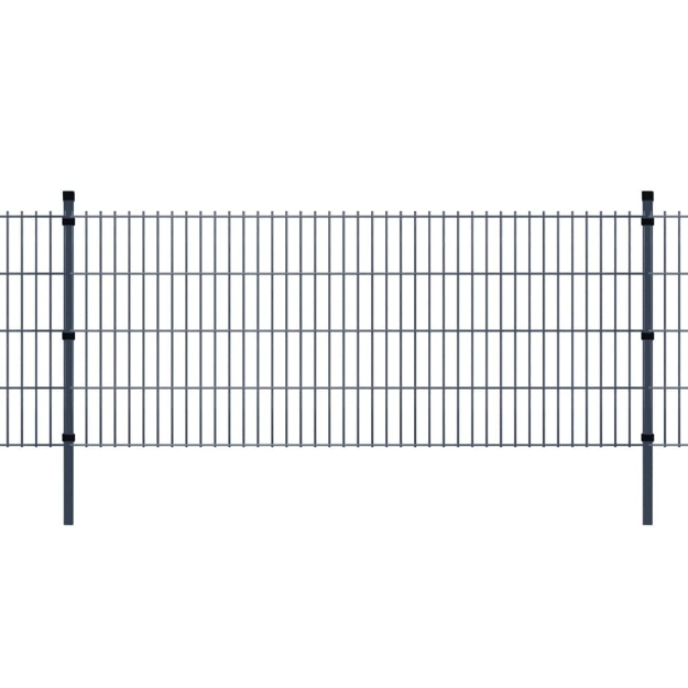 Pannello per recinzione da giardino con pali 2008x2030 mm 2 m Grigio