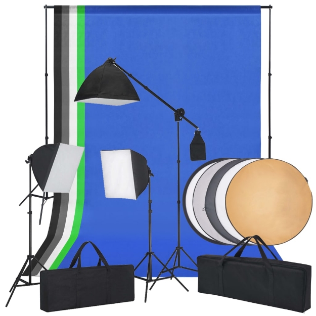 Kit Studio Fotografico con Luci Softbox Sfondi e Riflettore