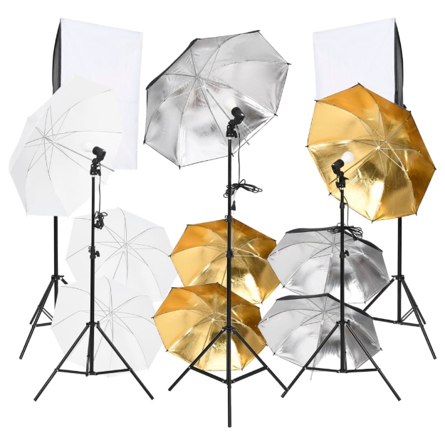 Kit per Studio Fotografico 9 pz con Set di Luci e Softbox