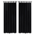 Tende Micro-Raso Nere 2 pz con Occhielli 140 x 245 cm