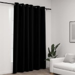 Tenda Oscurante Effetto Lino con Occhielli 290x245 cm Nera