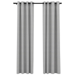 Tende Oscuranti Effetto Lino con Occhielli 2pz 140x225cm Grigio