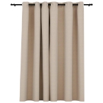 Tenda Oscurante Effetto Lino con Occhielli Beige 290x245cm