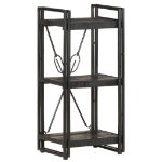 Libreria a 3 Ripiani 40x30x80cm Nero in Legno Massello di Mango