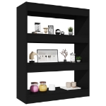Libreria/Divisorio Nero 80x30x103 cm in Legno Multistrato