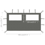 Parete con Finestre per Gazebo 4x2 m Antracite