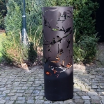 Esschert Design Braciere Cilindrico Birds on Twig Acciaio Nero FF408