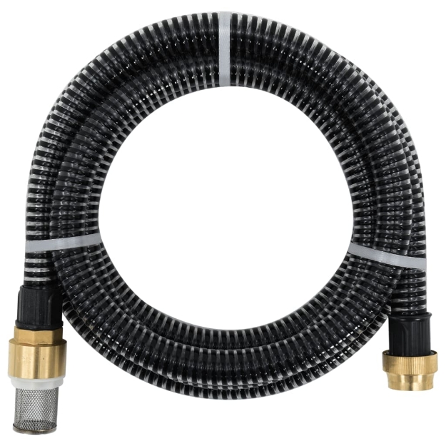 Tubo di Aspirazione con Connettori in Ottone 7 m 25 mm Nero