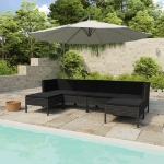 Set Divani da Giardino 6 pz con Cuscini in Polyrattan Nero