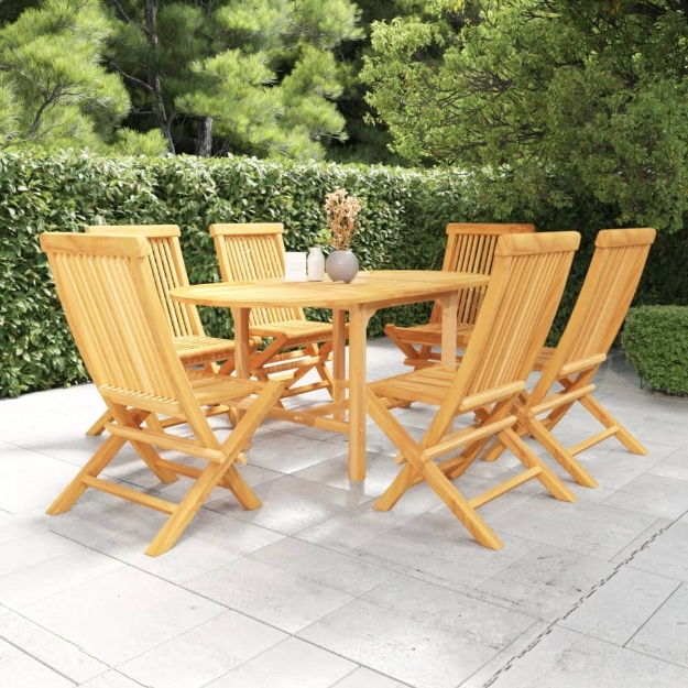 Set da Pranzo da Giardino 7 pz in Legno Massello di Teak