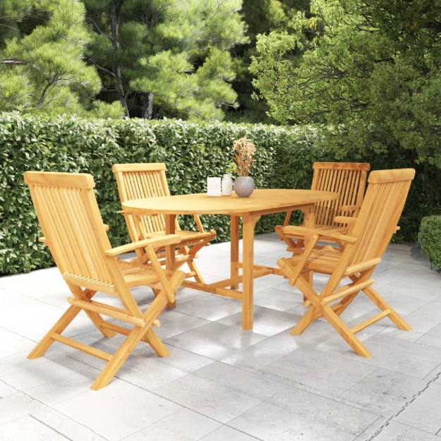 Set da Pranzo da Giardino 5 pz in Legno Massello di Teak