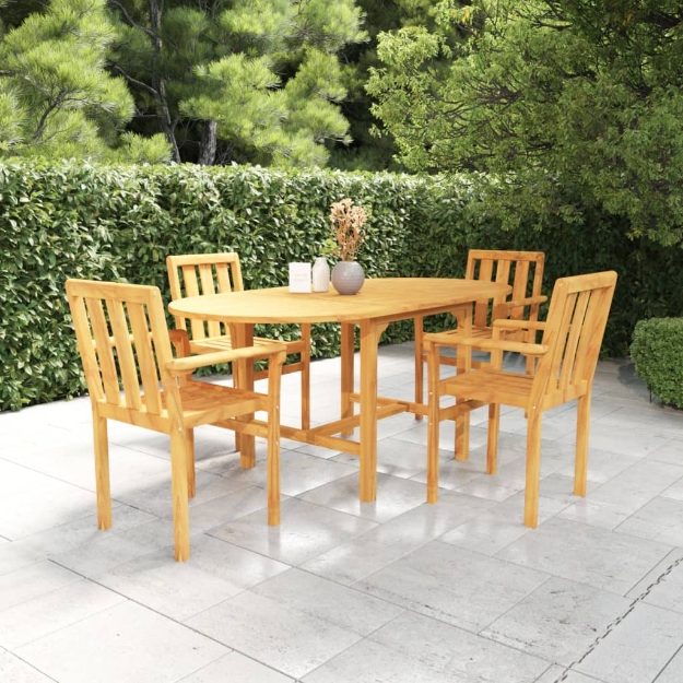 Set da Pranzo da Giardino 5 pz in Legno Massello di Teak