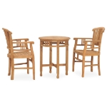 Set da Pranzo da Giardino 3 pz in Legno Massello di Teak