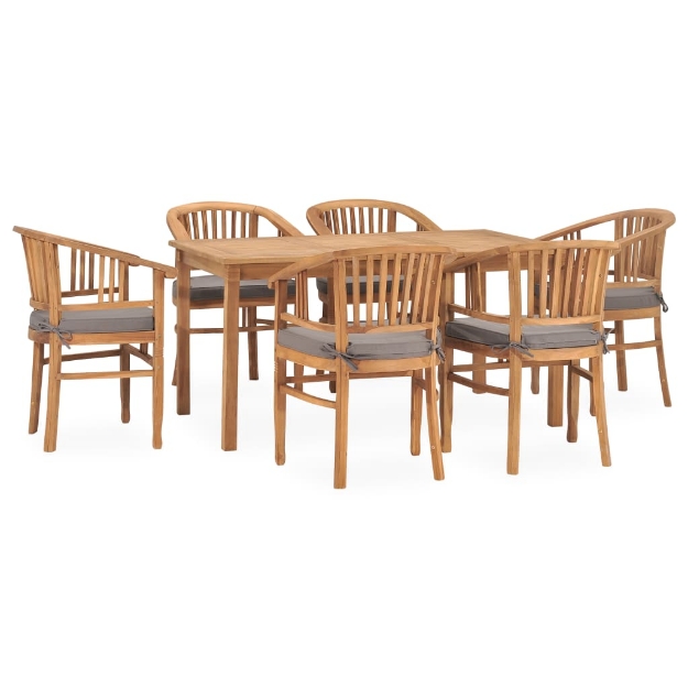 Set da Pranzo da Giardino 7 pz con Cuscini in Legno di Teak