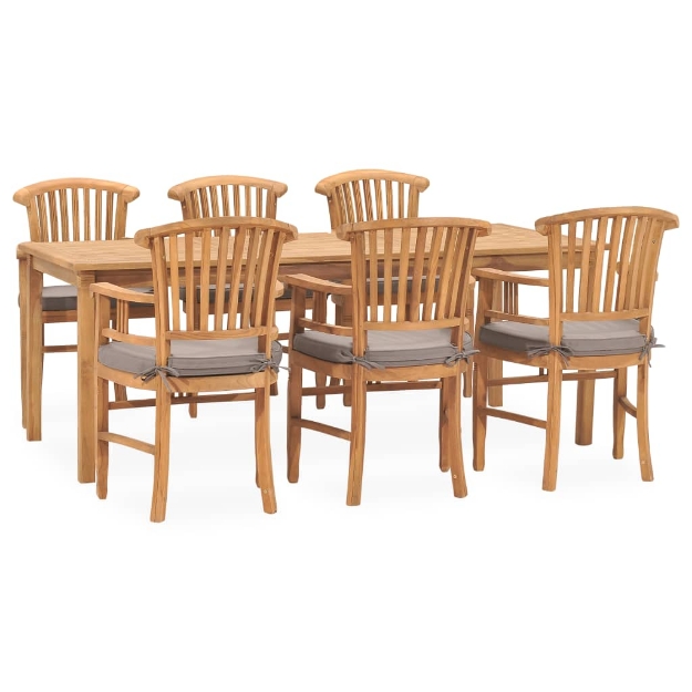 Set da Pranzo da Giardino 7 pz con Cuscini in Legno di Teak