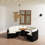 Set Divani da Giardino 7 pz con Cuscini in Polyrattan Nero