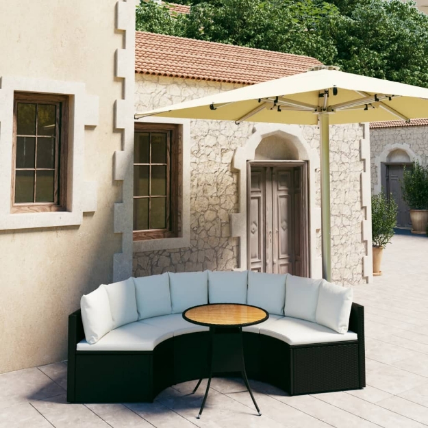 Set Divani da Giardino 5 pz con Cuscini in Polyrattan Nero