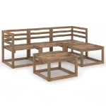 Set Divani Giardino 5pz in Legno di Pino Impregnato Marrone