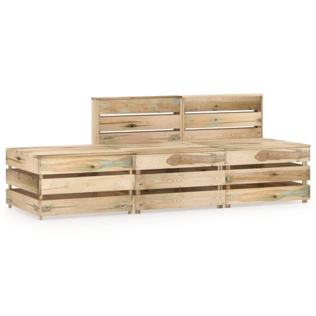 Set Divani da Giardino 3 pz in Legno di Pino Impregnato Verde