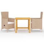 Set Mobili da Pranzo per Giardino 3 pz Beige