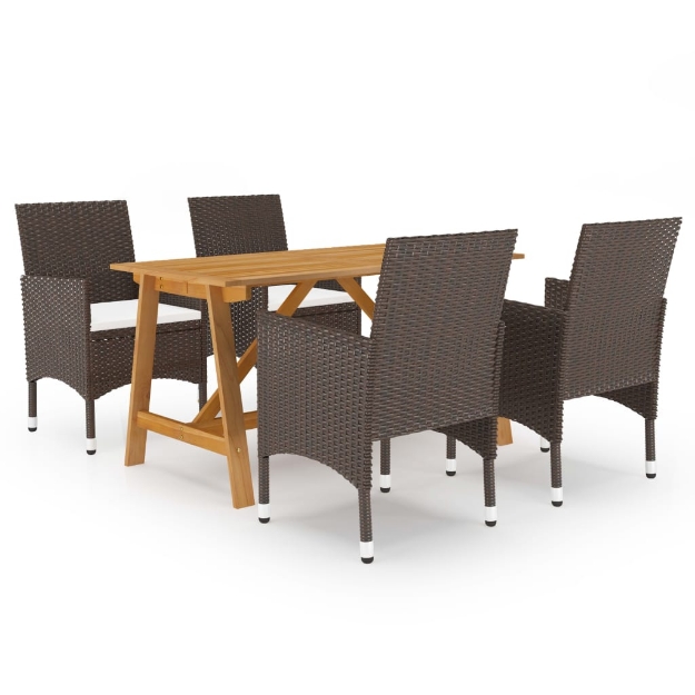 Set Mobili da Pranzo per Giardino 5 pz Marrone