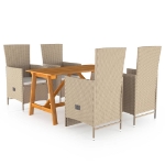 Set Mobili da Pranzo per Giardino 5 pz Beige